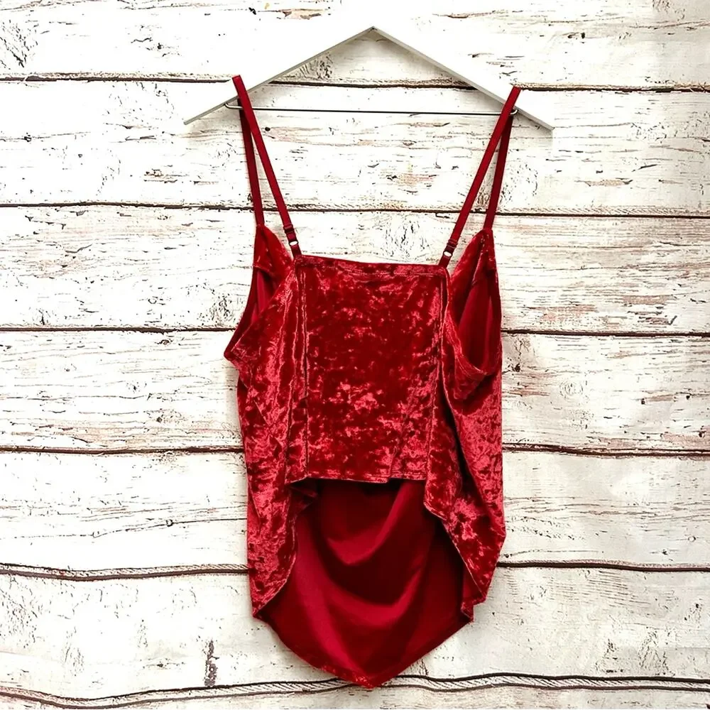 TORRID Red Crushed Velvet Cowl Neck Camisole Top Size 1 (1X)